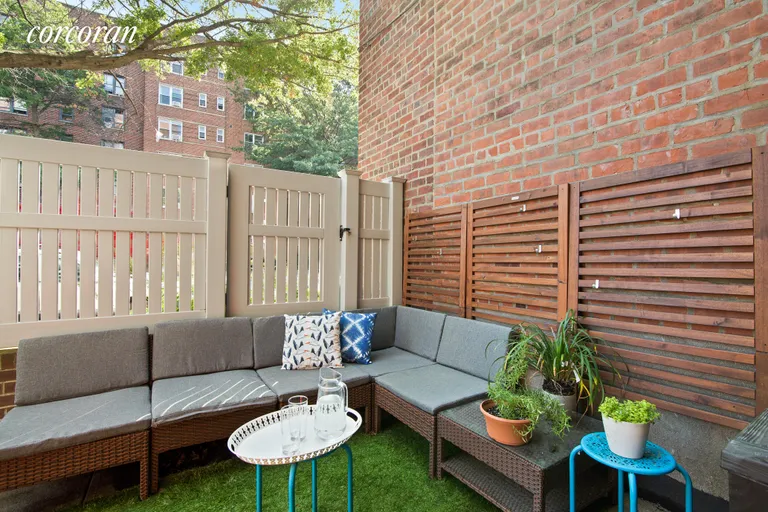 New York City Real Estate | View 1138 Ocean Avenue, 1E | L-shaped garden patio | View 7