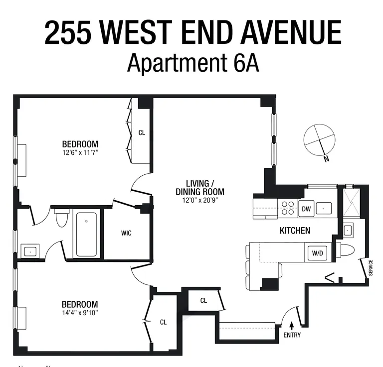 255 West End Avenue, 6A | floorplan | View 8