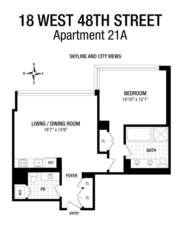 18 West 48th Street, 21A | floorplan | View 4
