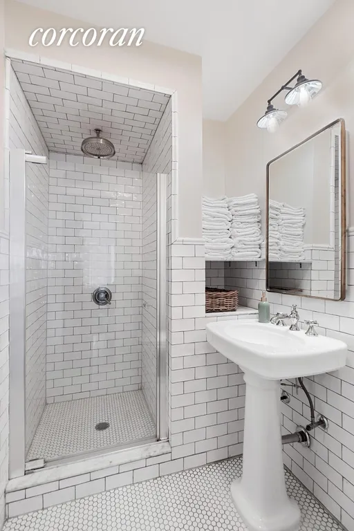 New York City Real Estate | View 970 St Johns Place | Full Bathroom w. Subway-Tile Detail | View 9