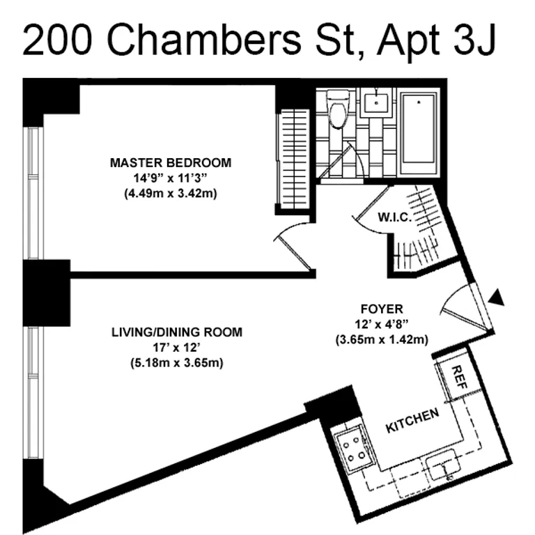 200 Chambers Street, 3J | floorplan | View 6