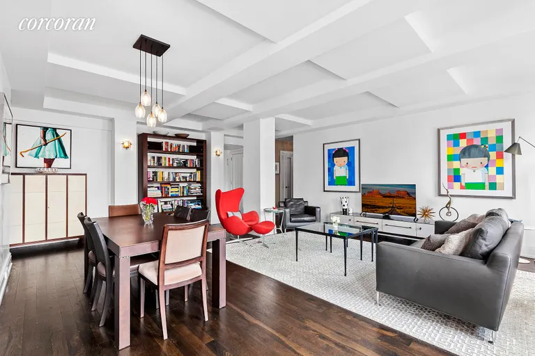 New York City Real Estate | View 353 West 56th Street, 11FG | Dining Area and Living Room | View 2
