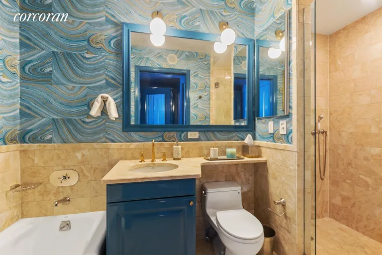 New York City Real Estate | View 10 West Street, 26D | Marble Bathroom | View 8