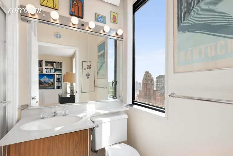 New York City Real Estate | View 300 East 54th Street, 33DE | Bathroom with a view | View 7