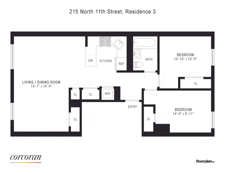 215 North 11th Street, 3 | floorplan | View 6