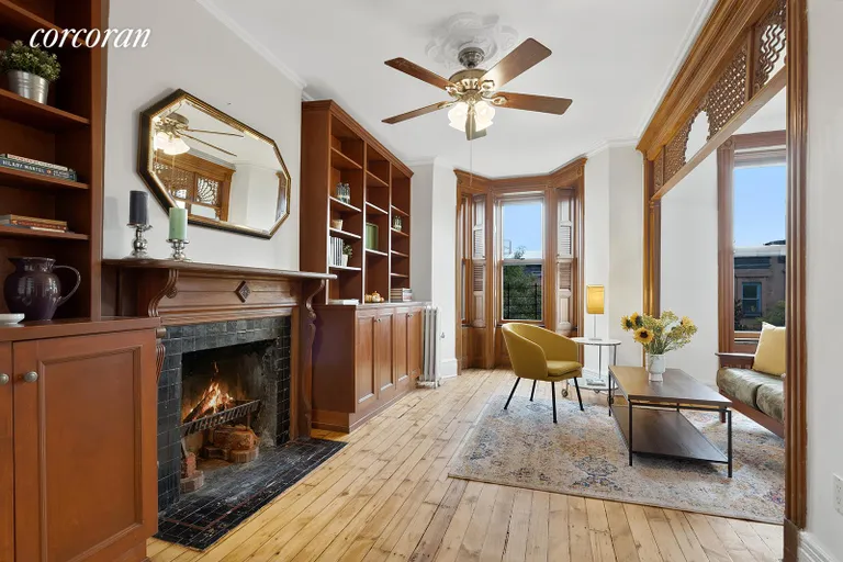 New York City Real Estate | View 822 President Street, 4 | Wood burning fireplace and custom built-ins | View 2