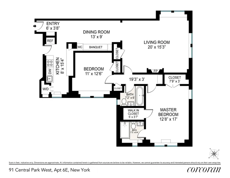 91 Central Park West, 6E | floorplan | View 11