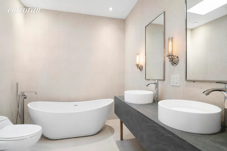 New York City Real Estate | View 134A Patchen Avenue | Sleek, zen bathroom with double vanity! | View 6