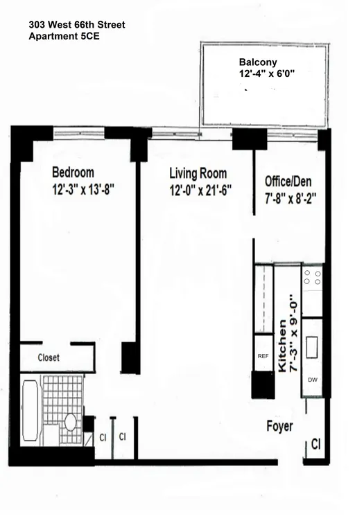 303 West 66th Street, 5CE | floorplan | View 8