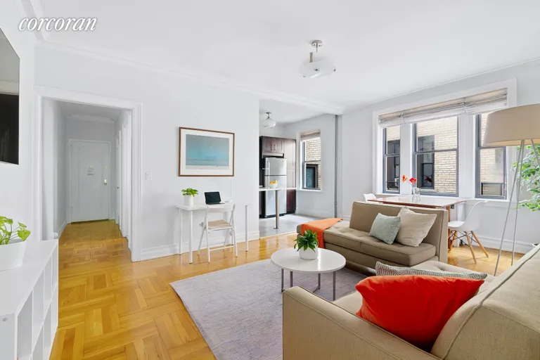 New York City Real Estate | View 35 Clark Street, F4 | Spacious West-facing Living Room | View 2