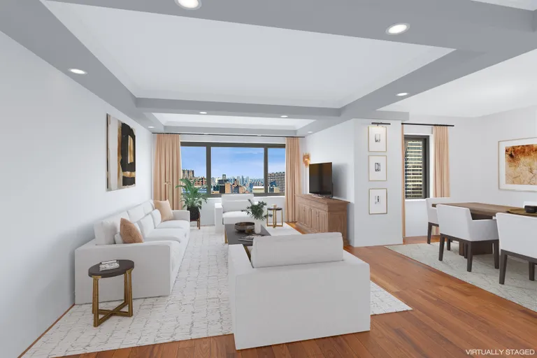 New York City Real Estate | View 115 East 87th Street, 19F | Living Room - Virtual Staging | View 12