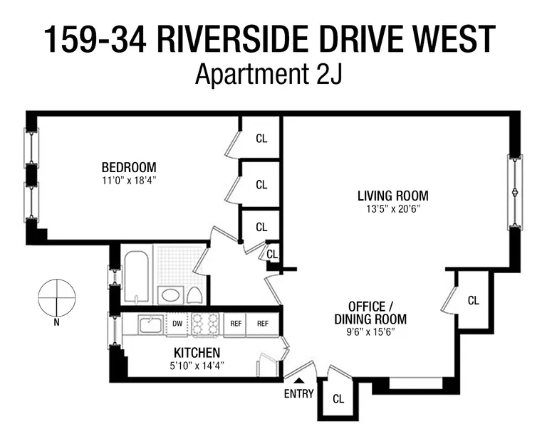 159-34 Riverside Drive West, 2J | floorplan | View 7