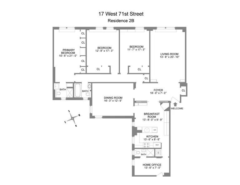 17 West 71st Street, 2B | floorplan | View 13