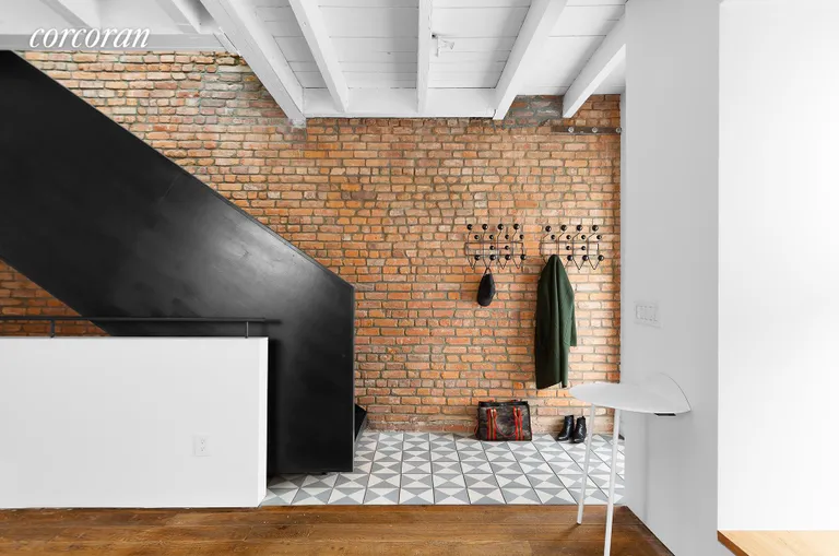 New York City Real Estate | View 175 Eckford Street | Exposed Brick and Steel and Wood Staircase | View 13