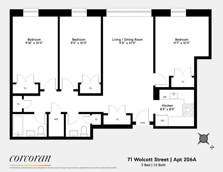 71 Wolcott Street, 206A | floorplan | View 7