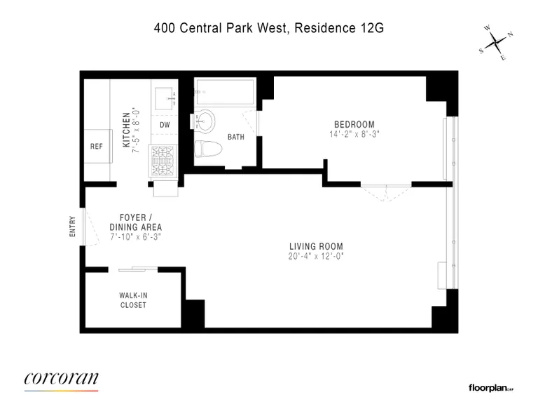 400 Central Park West, 12G | floorplan | View 6