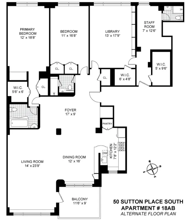 50 Sutton Place South, 18A/B | floorplan | View 9