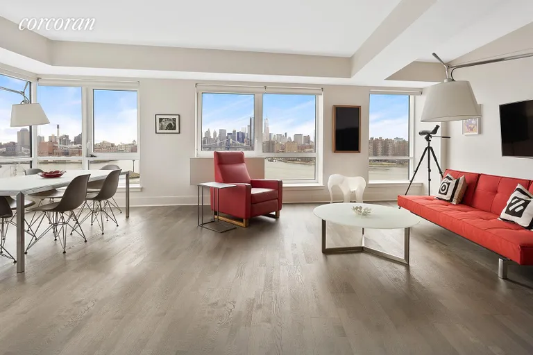 New York City Real Estate | View 440 Kent Avenue, 15A | Expansive Living Area | View 2