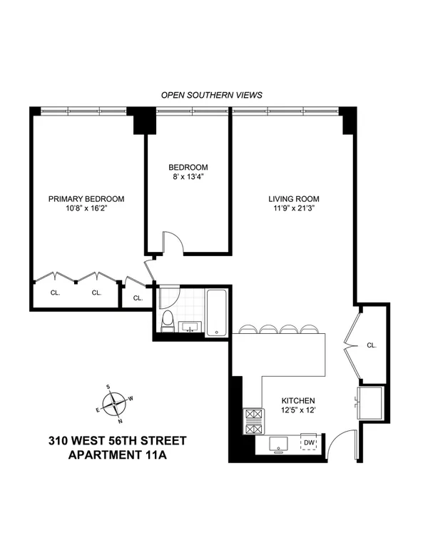 310 West 56th Street, 11A | floorplan | View 9