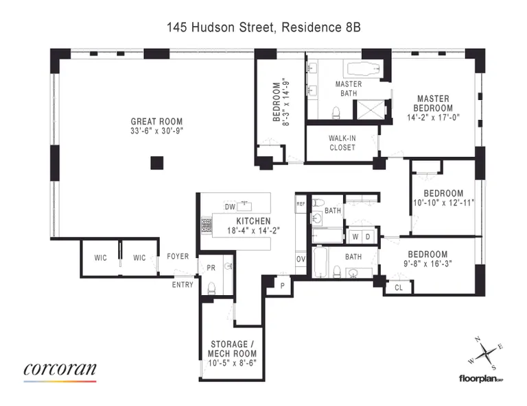 145 Hudson Street, 8B | floorplan | View 13