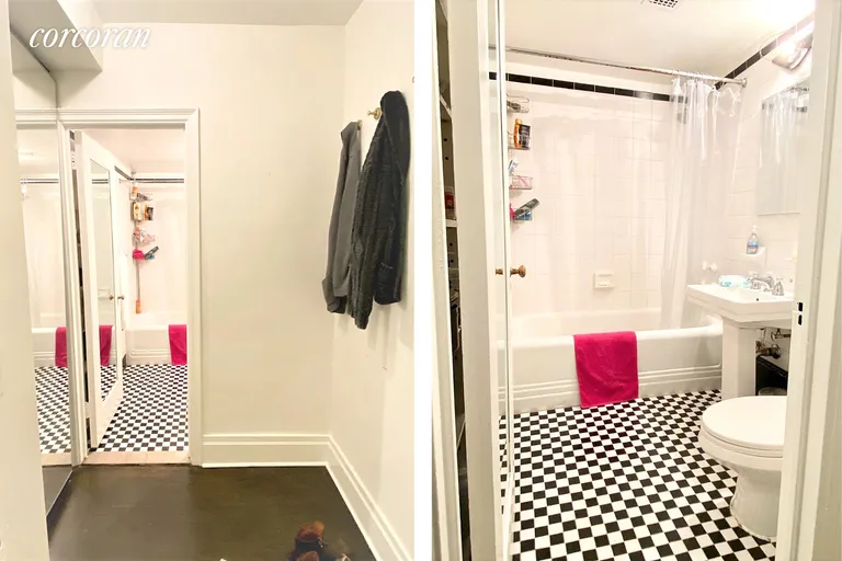 New York City Real Estate | View 353 West 56th Street, 5D | Dressing Area & Bathroom | View 6
