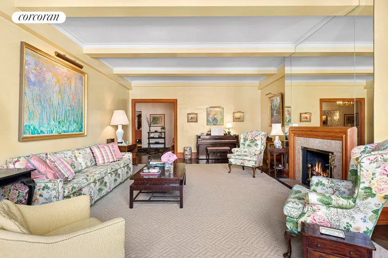 New York City Real Estate | View 1130 Park Avenue, 12-2 | Stately Living Room with wood-burning fireplace | View 2