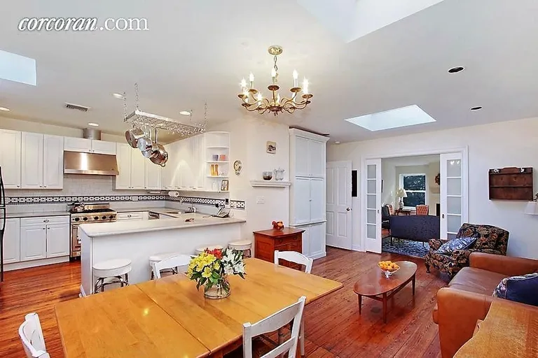 New York City Real Estate | View 20 College Place | Open Kitchen and dining area with skylights
 | View 2