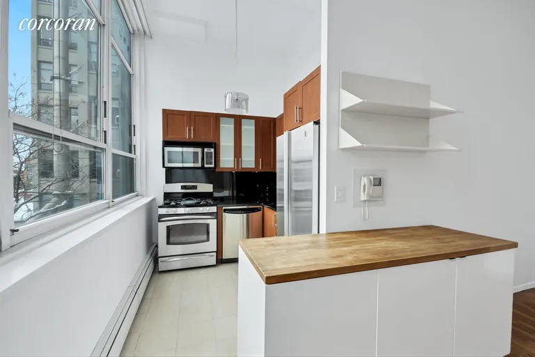 New York City Real Estate | View 505 Court Street, 5J | Separated Windowed Kitchen w. GE Appliances | View 2