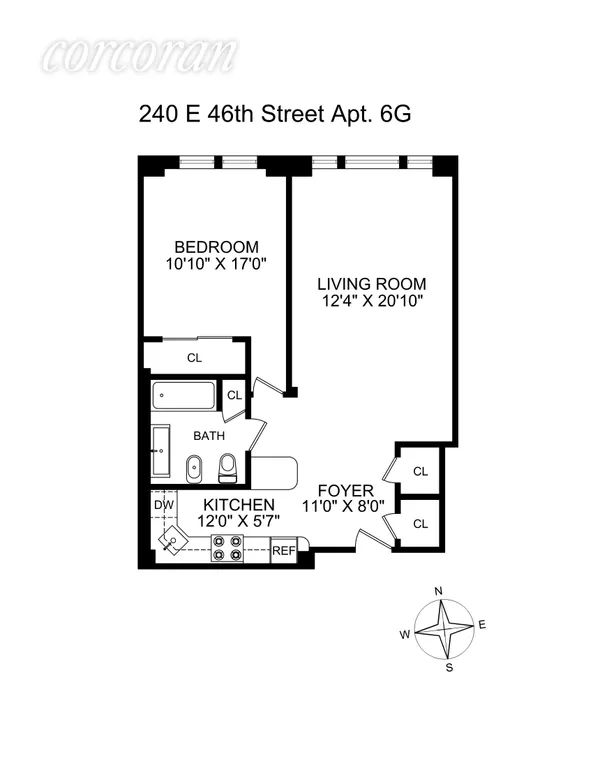 240 East 46th Street, 6G | floorplan | View 8
