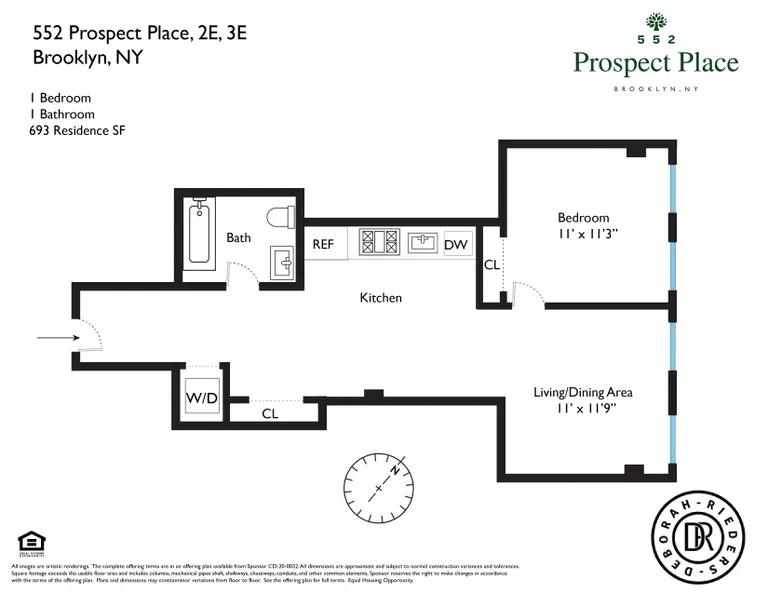 552 Prospect Place, 2E | floorplan | View 8