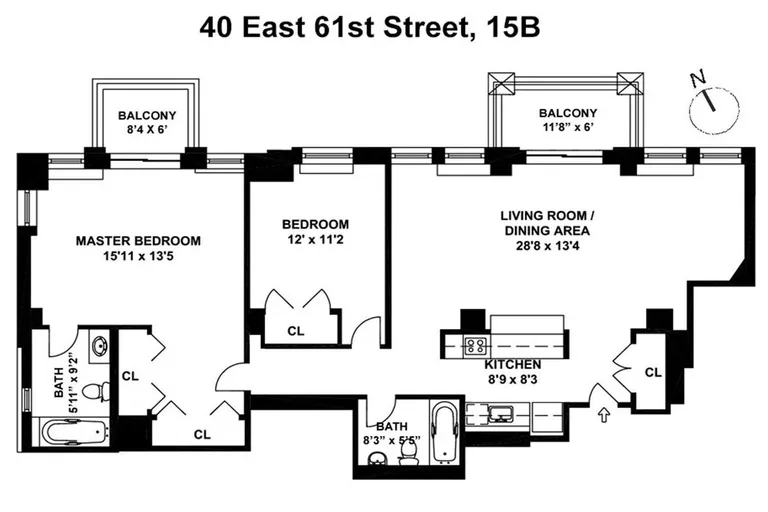 40 East 61st Street, 15B | floorplan | View 7