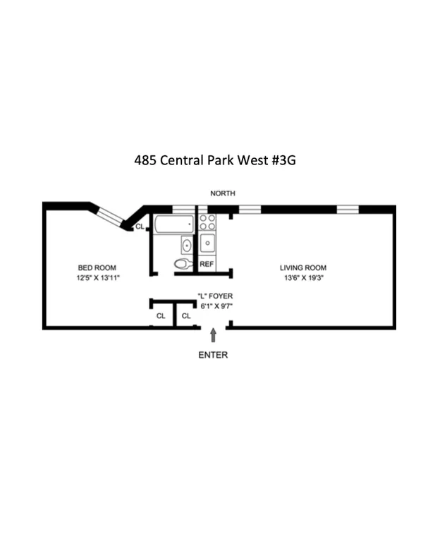 485 Central Park West, 3G | floorplan | View 5