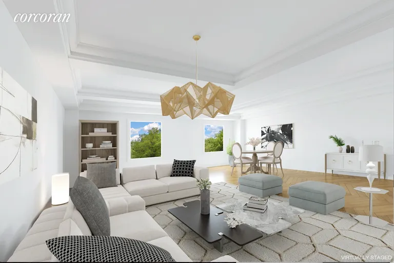 New York City Real Estate | View 160 Central Park South, 401 | Living Room with wall removed/Virtu | View 4