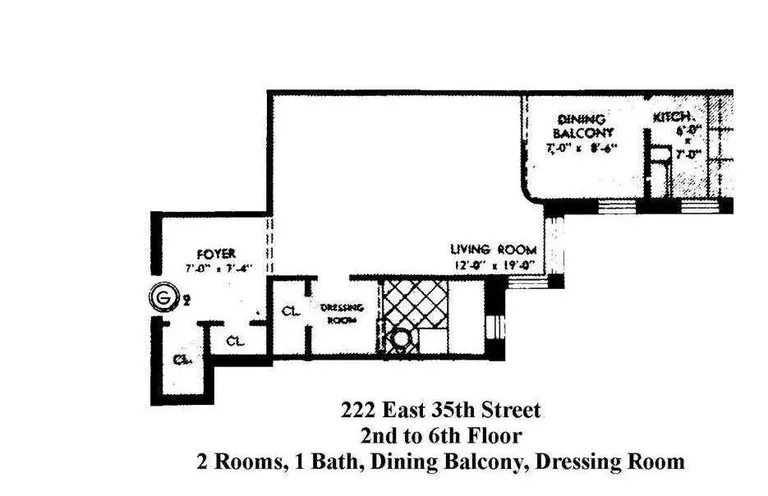 222 East 35th Street, 3G | floorplan | View 4