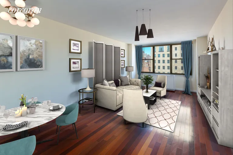 New York City Real Estate | View 301 East 79th Street, 21D | Living room with dining area | View 2
