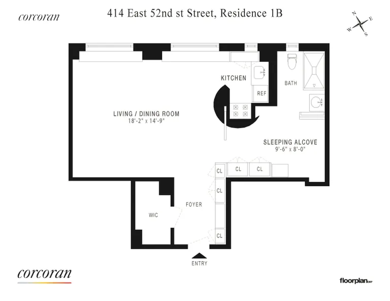 414 East 52nd Street, 1B | floorplan | View 6