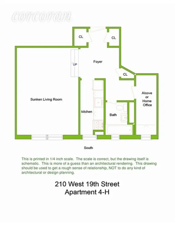 New York City Real Estate | View 210 West 19th Street, 5H | Floor Plan | View 2