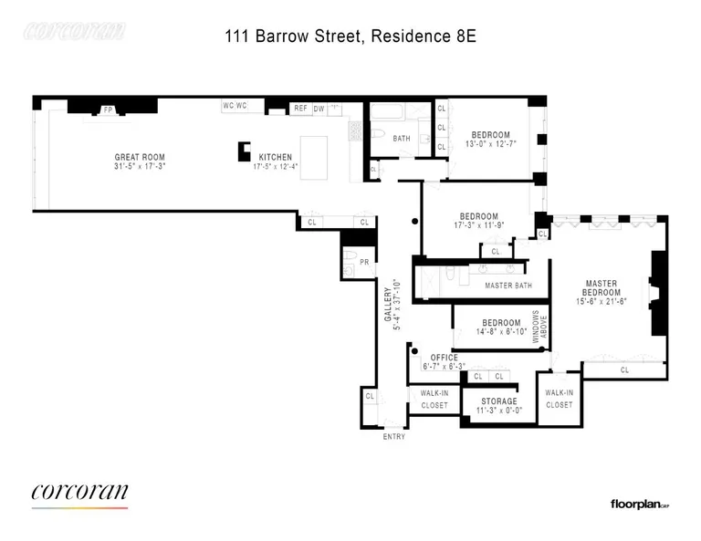 111 Barrow Street, PH8E | floorplan | View 15