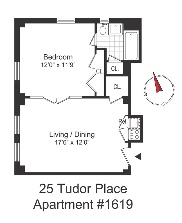 25 Tudor City Place, 1619 | floorplan | View 5
