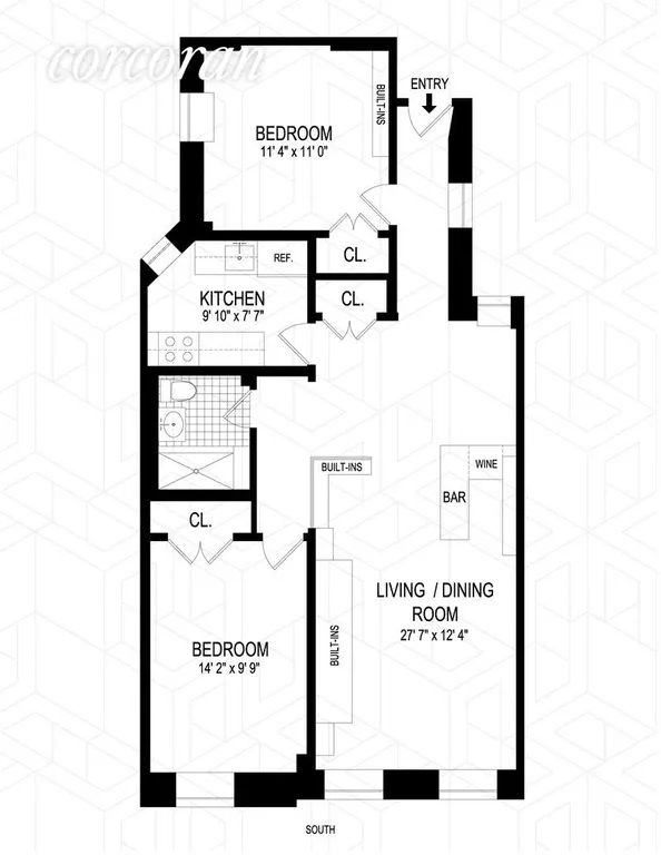 New York City Real Estate | View 215 West 105th Street, 4E | Floor Plan | View 2