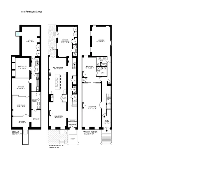 118 Remsen Street, garden parlor | floorplan | View 12