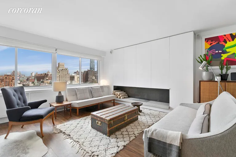 New York City Real Estate | View 201 West 21st Street, PH | Fireplace with a View | View 3