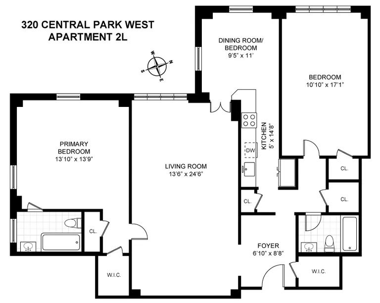 320 Central Park West, 2L | floorplan | View 11