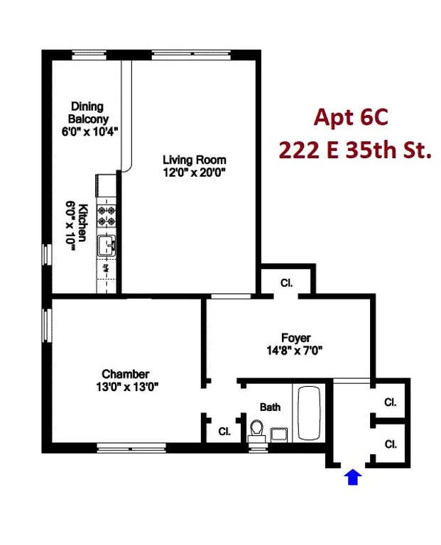 222 East 35th Street, 6C | floorplan | View 7