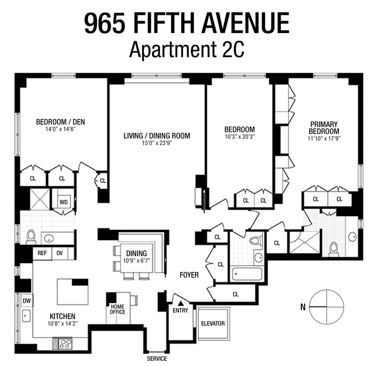 965 Fifth Avenue, 2C | floorplan | View 12