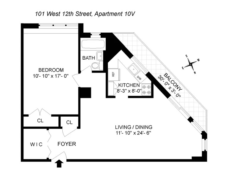 101 West 12th Street, 10V | floorplan | View 9