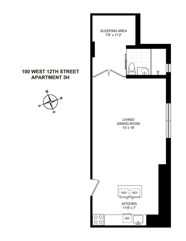 100 West 12th Street, 3H | floorplan | View 5