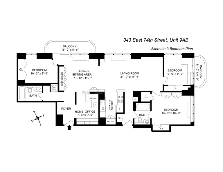 343 East 74th Street, 9AB | floorplan | View 12