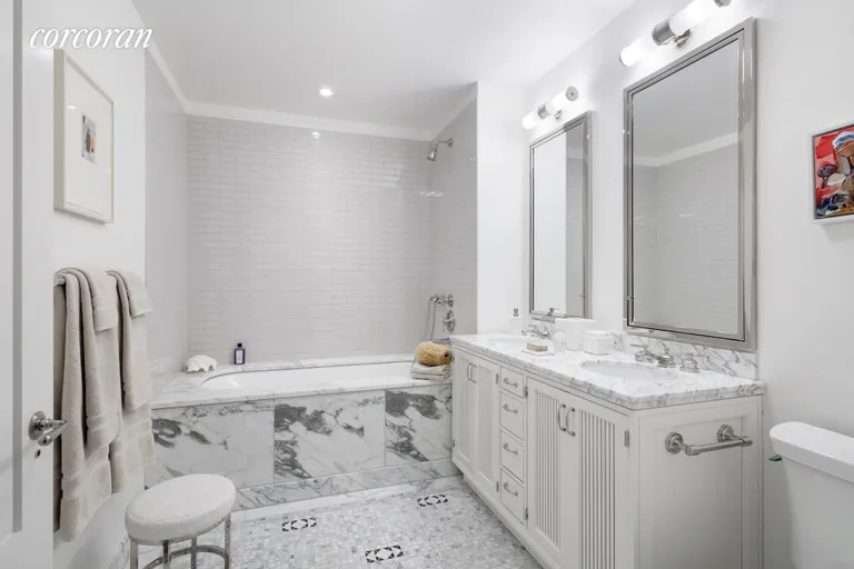 New York City Real Estate | View 145 West 11th Street, TH133 | Marble-clad Secondary Bath | View 10