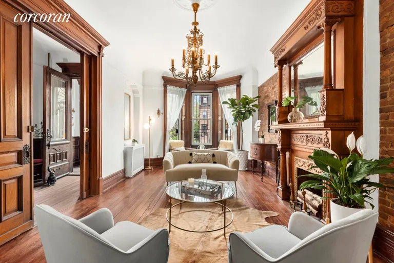 New York City Real Estate | View 820 Jefferson Avenue | Stunning Living Room w/ Pocket Door Entrance | View 6